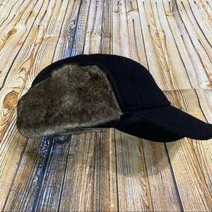 Siggi Black Faux Fur Trapper Hat Size 58 cm Large